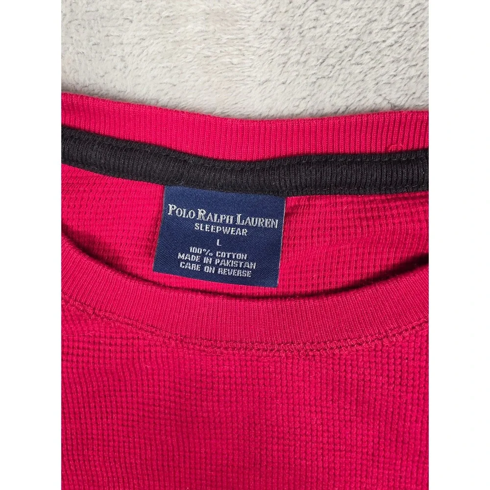 Polo Ralph Lauren Waffle Knit Thermal Shirt Men L Red Sleep Long Sleeve Crewneck
